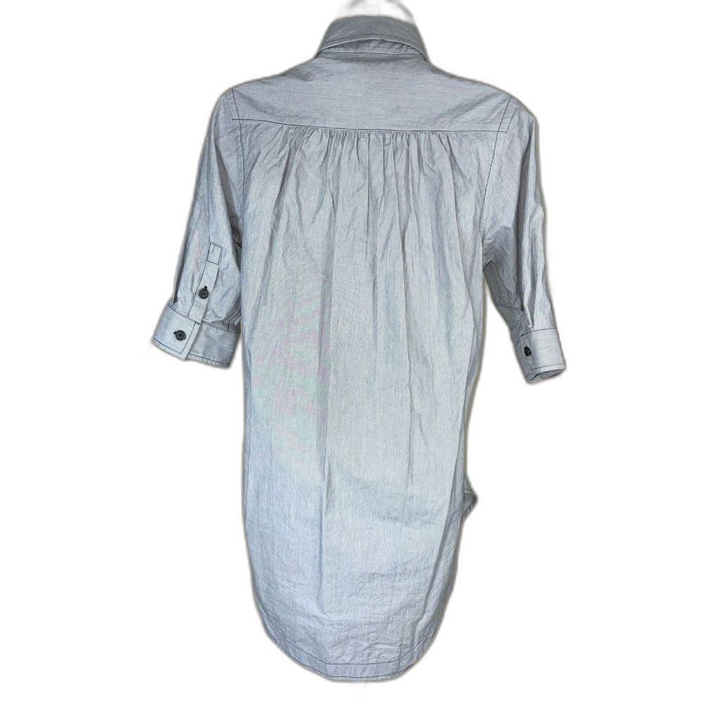 Billy Reid Pinstripe Button Down Grey High Low Longline Shirt W/S LN - Picture 3 of 14
